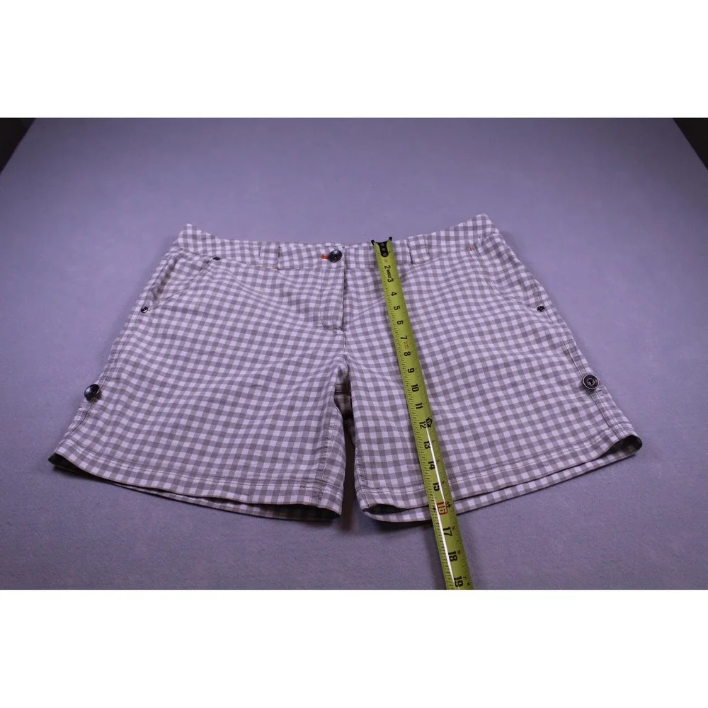 Nike Golf Sport Dri-FIT Gingham Shorts Tan White Womens Size 16 Plaid Check